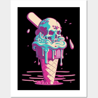 Ice Cream Cone Dessert Sugar Skull Posters and Art